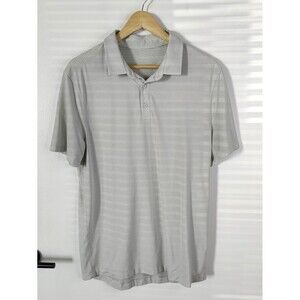 Lululemon Polo Shirt Mens Large Light Gray Short Sleeve Performance Athletic
